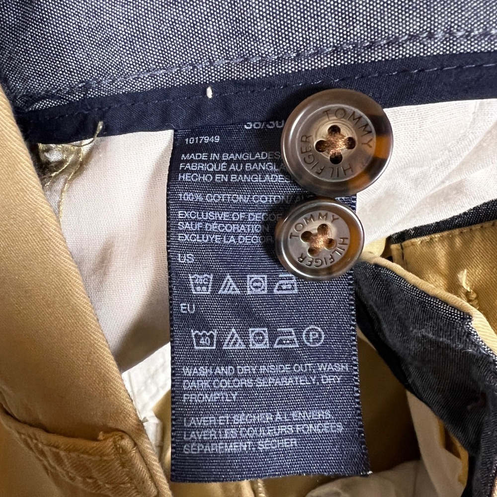 Tommy Hilfiger Chino Pants Mens 38x30 Tailored Fit Khaki Incense Casual Formal - Picture 10 of 11